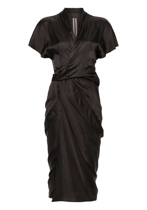 Black tie-fastening satin wrap dress Rick Owens - women